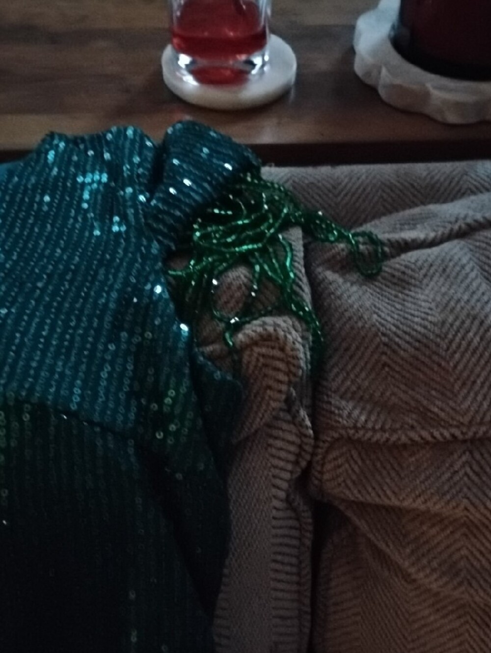 Emerald Green Sequin Evening Dress - Picture 6 of 7